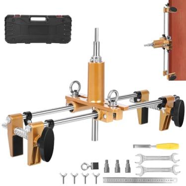 Imagem de Kit de Abridor de Orifício de Fechadura de Porta, Gabarito para Furação de Fechaduras de Portas, Kit de Instalação de Fechadura de Porta, Encaixe com 3 Brocas, para Portas de Madeira