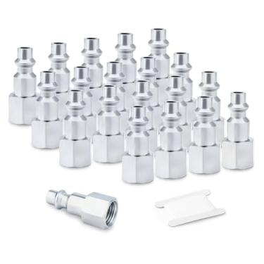 Imagem de GORAGUCHI Plugue de ar industrial de 20 peças, plugue fêmea NPT de 1/5.1 cm, plugues pneumáticos de alto fluxo de 1/5.1 cm, pressão de funcionamento de 300PSI, encaixe de mangueira do compressor de ar
