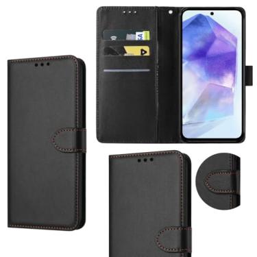 Imagem de Capa Capinha Carteira Flip Couro Compatível Samsung Galaxy A55 Premium (PRETO)