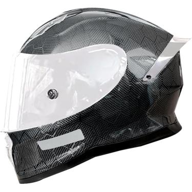 Imagem de Capacete De Motocicleta De Fibra De Carbono, Capacete De Motocicleta Facial Com Asa De Cauda, Capacete De Motocicleta Aprovado Pelo Dot/Ece Capacete De Bicicleta De Rua Para Hom, S, XL(59-60CM)