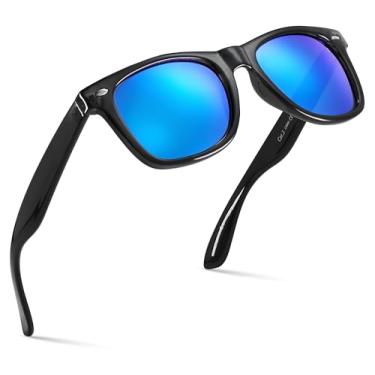 Imagem de Retro Rewind Óculos de sol espelhados coloridos neon anos 80 com armação translúcida para homens e mulheres, Preto translúcido | Espelho azul gelo Revo, One size fits most