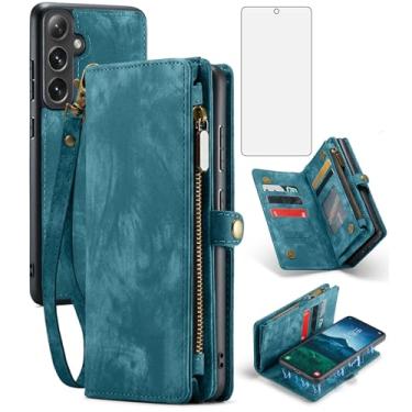 Imagem de Asuwish Capa de celular para Samsung Galaxy S24 FE 5G com zíper carteira magnética destacável com protetor de tela de vidro temperado e suporte flip de couro PU para cartão de dinheiro celular S 24 EF