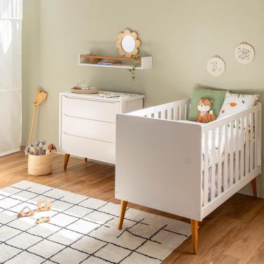 Imagem de Kit Quarto Infantil Theo - Berço + Cômoda - Branco Fosco