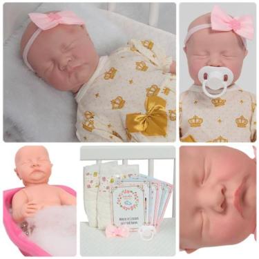 Imagem de Bebe Boneca Reborn Lívia Corpo de Silicone + Acessórios - Cegonha Rebo