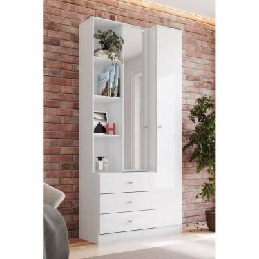 Imagem de Armario Multiuso Doha 02 Pts. C/ Espelho Branco - Henn