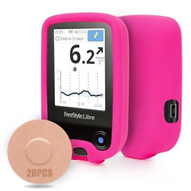 Imagem de YOUSHARES Capa de silicone Libre 2 Reader com 20 pacotes de capas de sensor Libre 2 à prova d'água, capa protetora antiqueda contra arranhões para sensor de adesivos (rosa)