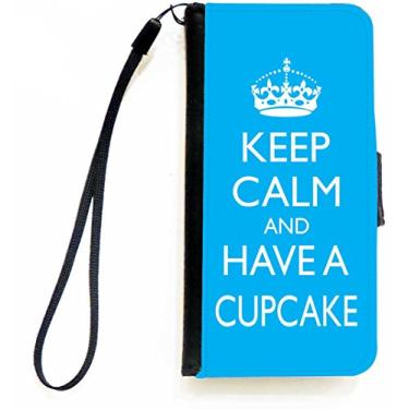 Imagem de Rikki Knight Keep Calm and Have a Cupcake - Capa carteira flip azul céu com aba magnética para Apple iPhone 5c