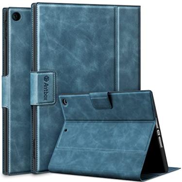 Imagem de Antbox Capa para iPad 10.2 2019 iPad 7ª geração com suporte para Apple Pencil integrado, função hibernar/despertar automática, capa inteligente de couro PU para iPad 10,2 polegadas 2019 (azul)