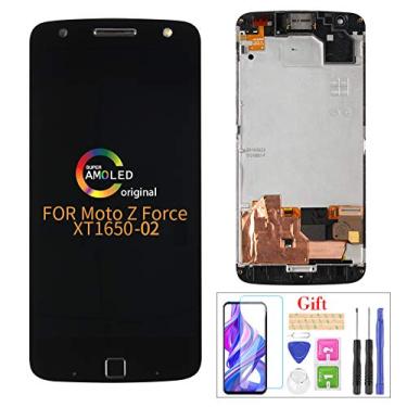 Imagem de Compatível com tela LCD de substituição Moto Z Force XT1650-02, para Motorola Moto Z Force Droid XLTE XT1650-02 Display LCD Painel Repair Parts Kit, com vidro temperado + ferramentas + preto com moldura