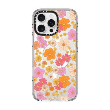 Imagem de CASETiFY Capa transparente para iPhone 16 Pro Max [não amarela/2 m. Proteção contra quedas de grau militar/compatível com Magsafe] - Flores hippie boho retrô - transparente