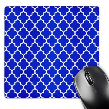 Imagem de 3dRose Mouse pad de 20,32 x 20,25 cm, estampa quadrifólio azul marinho azul escuro azulejos marroquinos (mp_120257_1)