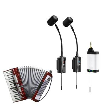 Imagem de ACEMIC Microfone duplo UHF acordeão sem fio, microfone de captação de instrumento pescoço de ganso com 2 transmissores e 1 receptor para acordeão, sistemas PA, mixers de áudio, alto-falantes, Q2/at-5