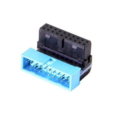 Imagem de Adaptador de extensão JSER USB 3.0 de 20 pinos macho para fêmea com ângulo de inclinação de 90 graus para placa-mãe
