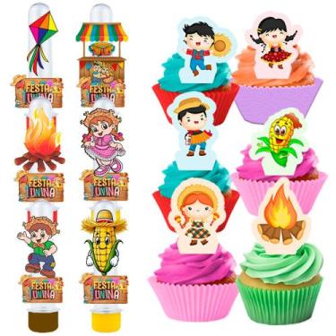 Imagem de 40 Tubetes Festa Junina e 50 Toppers - Genérico