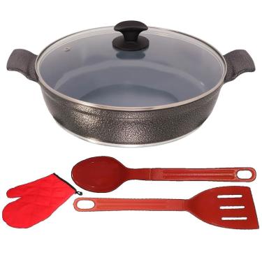Imagem de Frigideira Preto Craq Antiaderente Cerâmica Tluva 03 30cm