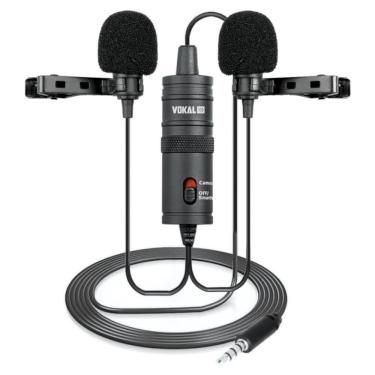 Imagem de Microfone De Lapela Duplo Vokal Slm20 Para Com Bag - Preto
