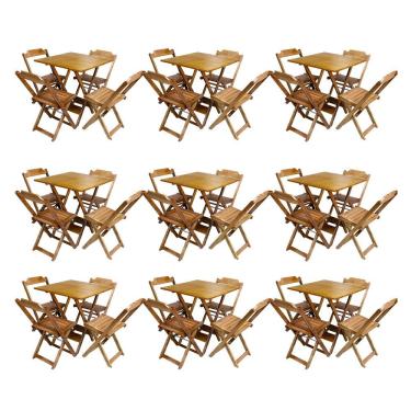 Imagem de Kit 9 Jogos De Mesa Dobravel Com 4 Cadeiras De Madeira 70X70 Para Restaurante E Bar - Mel