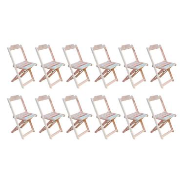 Imagem de Conjunto Com 12 Cadeiras Dobráveis Em Madeira Padrão Sem Pintura/Crua - Marrom