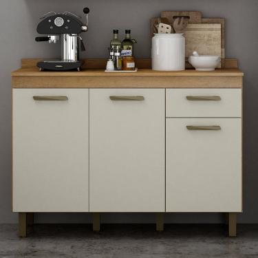 Imagem de Balcão 120Cm 3 Portas 1 Gaveta São Luis Valdemóveis Cinamomo/Off White