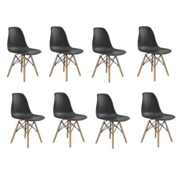 Imagem de Conjunto 8 Cadeiras Eiffel Pp Base Madeira Preto