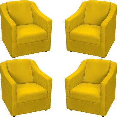 Imagem de Kit 4 Poltronas Mila Pé De Plástico Cromado - Amarelo Suede