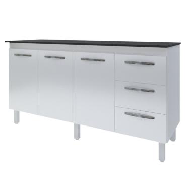 Imagem de Balcão Com Tampo Emily 160 Cm Branco Preto Moblis