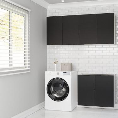 Imagem de Lavanderia Modulada 3 Peças Sem Tampo Sem Rodapé Ipanema Cabecasa Madeiramadeira Grafite Trama