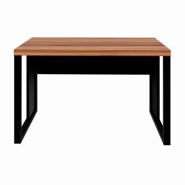 Imagem de Mesa Escrivaninha Retangular Office Moderno sem Gavetas MDP 150cm Preto e Nogal
