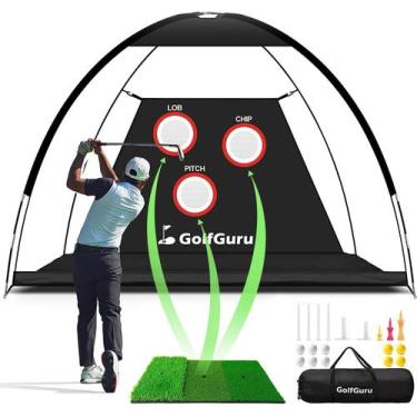 Imagem de Golf Net Golfguru de 10 x 7 pés com Pro Chipping Target, tapete e aces