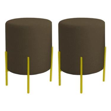 Imagem de Kit 2 Puffs Orgânicos Veludo Thor Com Pés De Ferro Dourado - 7 Decor, 