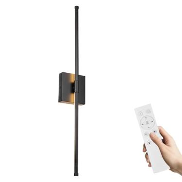 Imagem de Goosebrite Arandelas De Led Com Controle Remoto, 5 Cores 3000K-6500K E Dimerizável, Luz Noturna Temporizador Fio, Lâmpadas Pretas Para Sala Estar, Quarto, 27,55"