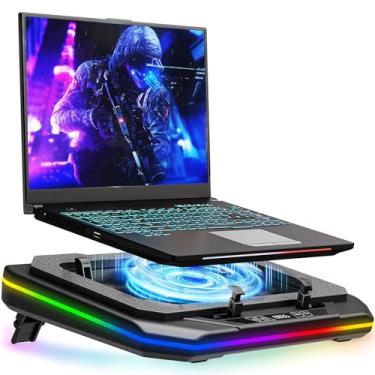 Imagem de MOUNT PRO Base De Resfriamento Para Laptop Gamer, Suporte Cooler Rgb Com Turboventilador Potente (3500 Rpm), Ventilador Altura Ajustável Notebooks 13 A 19 Polegadas, Espuma Selada, Controle Por Toqu