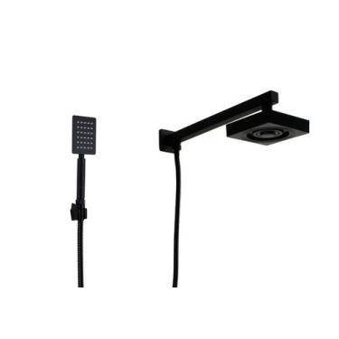 Imagem de Ducha ABS Autolimpante Preto com Ducha Manual em Inox Black - AMG Meta