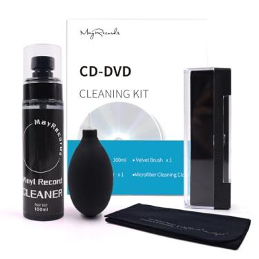 Imagem de MayRecords Kit de limpeza de CD, escova de veludo 4 em 1, fluido de limpeza de 100 ml, pano de limpeza e soprador de ar para CD DVD Album