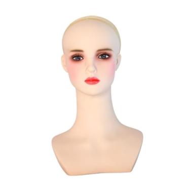 Imagem de Zialofi Cabeça de manequim de cosmetologia com touca de peruca, busto de peruca profissional, suporte de cabeça com maquiagem para óculos, loja de pingentes e
