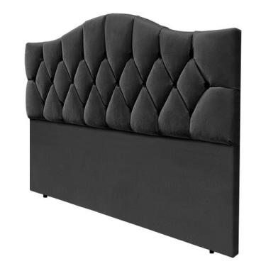 Imagem de Cabeceira Solteiro Cama Box Botões Provençal Cinza Suede Com Pés 120Cm