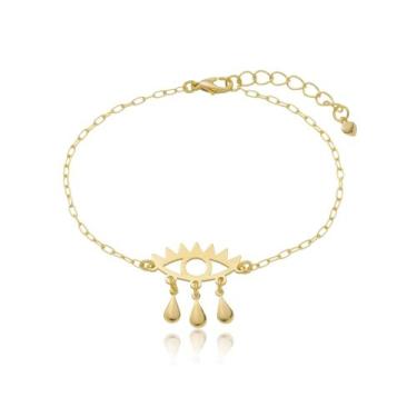 Imagem de PULSEIRA DE OLHO GREGO COM GOTA PENDURADA - Banhada a Ouro 18K - AXS