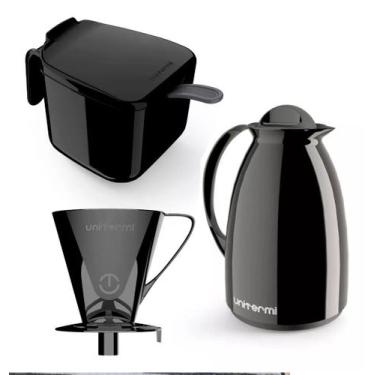 Imagem de KIT CAFÉ PRATICO PRETO Garrafa + Açucareiro + Suporte - Unitermi