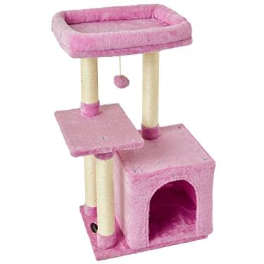 Imagem de FISH&NAP US11FE Linda Árvore de Gato Gatinho Torre para Gatos Interior Condomínio Sisal Postes de Arranhar com Plataforma de Salto Móveis para Gato Centro de Atividades Casa de Brinquedo Rosa