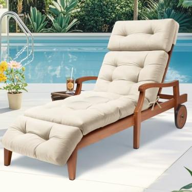 Imagem de Almofada de espreguiçadeira longa à prova d'água, almofadas para espreguiçadeiras externas, com laços, poltrona reclinável de pátio, almofadas espessas para ambientes internos 189 x 56 x 12 cm, apenas