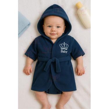 Imagem de Roupão De Banho Bordado Bebe com Capuz Infantil Atoalhado Menina Menin