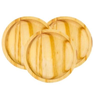 Imagem de Kit Pires Redondo Porta Xícara Oferta Mesa Posta Copo De Madeira Pinus