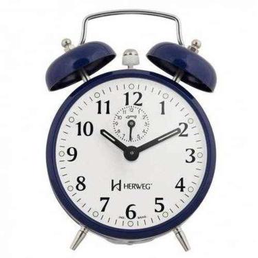Imagem de Relógio Despertador Corda Retrô Herweg 2206 011 Azul Escuro