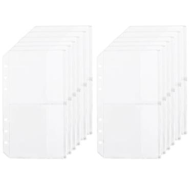 Imagem de SOFPLATE 24 bolsos, pacote com 12 envelopes A6 para fichário transparente com zíper, 6 anéis, sacos de folhas soltas, à prova d'água, pastas para cartões, pastas para agenda, documentos, arquivamento