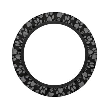 Imagem de Knextrepoy Capa de volante para carrinho de golfe Black Dog Paw 33 cm - 35,5 cm Capas de roda de carros de clube capa de para-sol acessórios de carrinho de golfe presentes de decoração para golfe