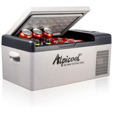 Imagem de Mini Geladeira e Freezer Automotivo 15 Litros 12, 24V DC e 110 240 AC e Sistema Solar, ALPICOOL, Cinza