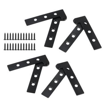 Imagem de MY MIRONEY 4 peças dobradiças giratórias de porta, dobradiças de porta giratórias em forma de L em 360°, dobradiças ocultas externas para armários, janelas e portas francesas – Construção de ferro