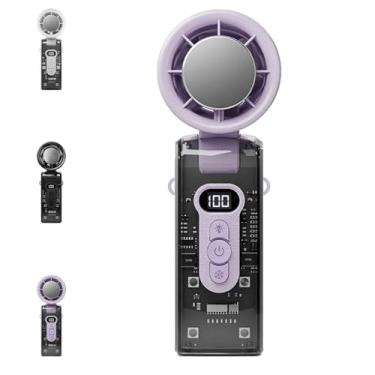 Imagem de Ventilador PortáTil Com Placa De Resfriamento InstantâNeo E Luz Led, Design De Caixa Transparente, Ventilador Turbo PortáTil DobráVel 3 Em 1, 100 NíVeis AjustáVeis, RecarregáVel De 3600 Mah (Pink)