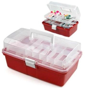 Imagem de Maleta Divisórias 34x20 Manicure Pesca Costura Organizadora Mega Box -