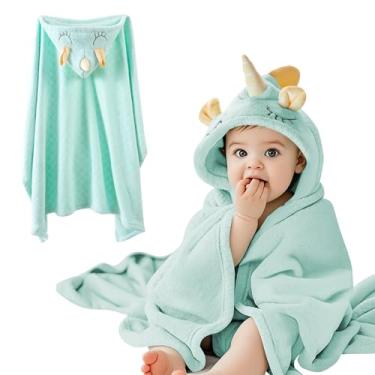 Imagem de DUDUELITE Toalha de banho com capuz para bebês e bebês adequada para bebês meninos e meninas de 0 a 5 anos de idade - uma toalha de banho com capuz macia, absorvente e protetora solar. 80 cm x 125 cm